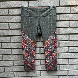 Prana Green and Orange Leggings Eye-Catching Design